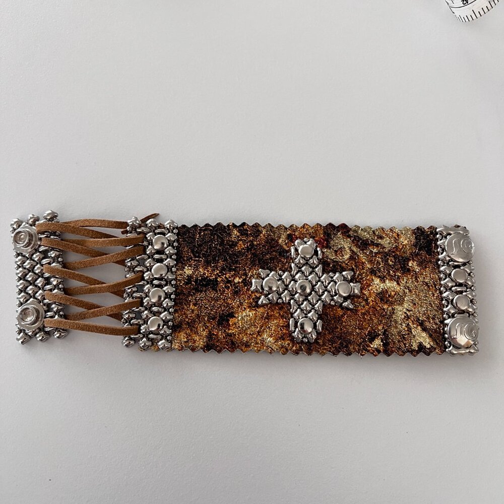 Sergio Gutierrez /Liquid Metal Leather Bracelet - Picture 2 of 7